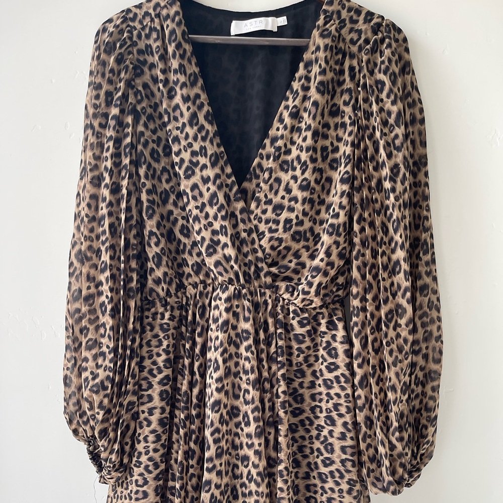 Animal Print Long Sleeve Shift Dress Size Large